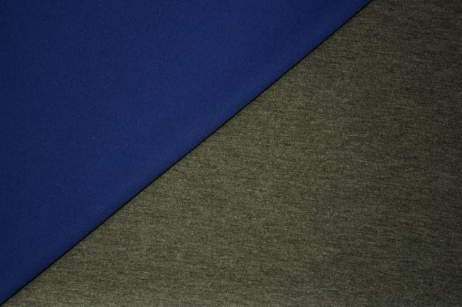 Obojstranná kostýmová látka v kráľovskej modrej a šedom melíre 13035/650