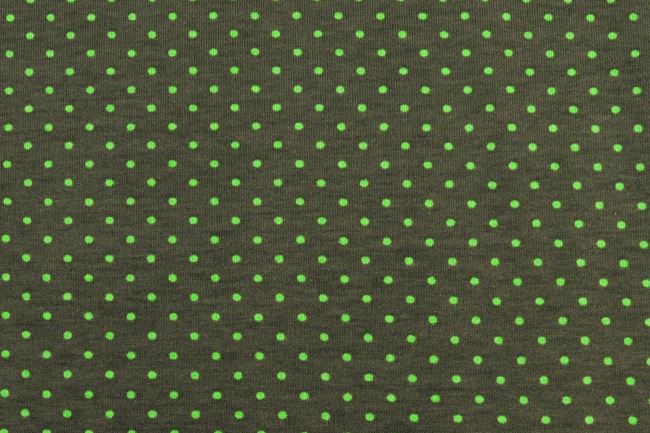 Bavlnený úplet v zelenej farbe s potlačou bodiek 11800/028