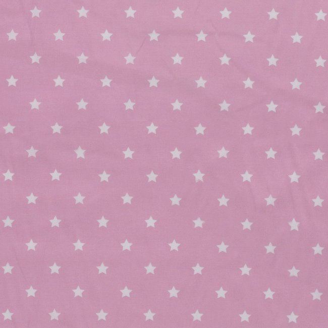 Bavlnená látka v ružovej farbe s potlačou hviezd 13102/013