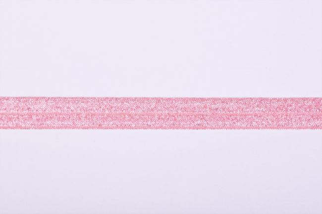Ružová lesklá gumička o šírke 1,5 cm 41082