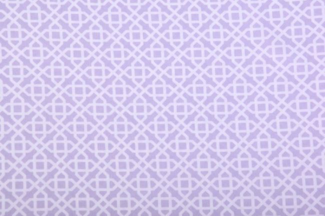Strečová bavlna vo svetlo fialovej farbe s ornamentmi 2065/061
