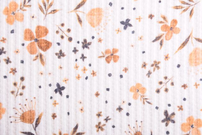 Vaflový úplet v smotanovej farbe s potlačou lúčnych kvetov 184998