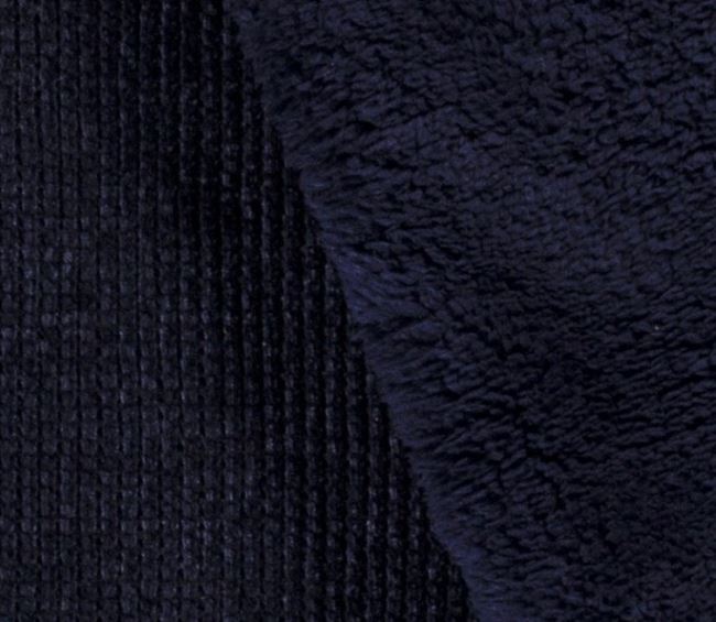 Silnejšia pletenina v tmavo modrej farbe so vzorom vaflovej väzby 18256/008
