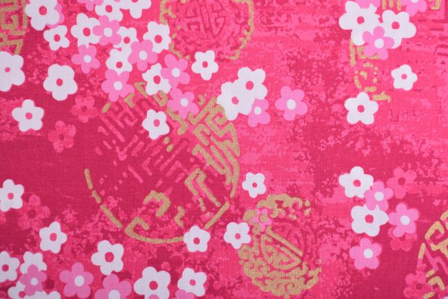 Americká bavlna na patchwork s potlačou kvetín a ornamentov 199PYOPM/148