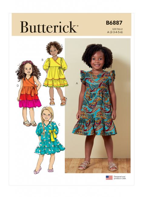 Strih Butterick na detské šatôčky vo veľ.2-6 B6887-A