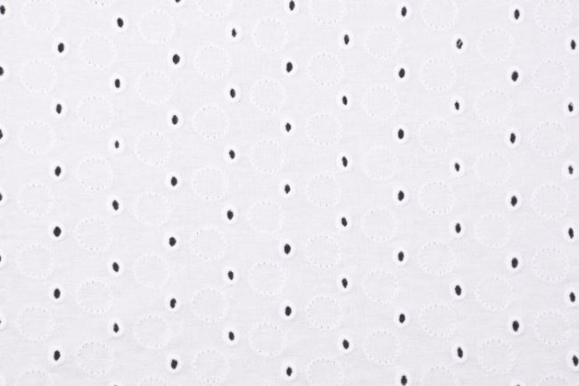 Viskózový úplet v bielej farbe s vyšívkou bodiek 13587/050