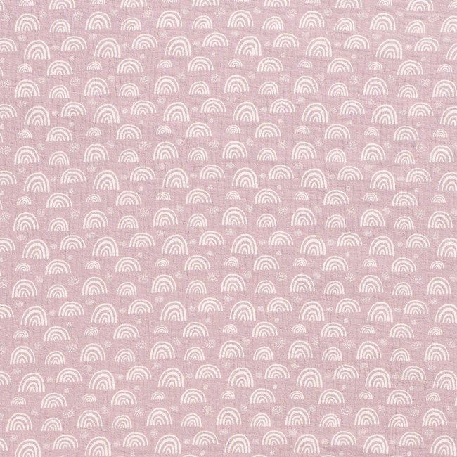 Mušelín vo svetlo ružovej farbe s dúhou 15513/012