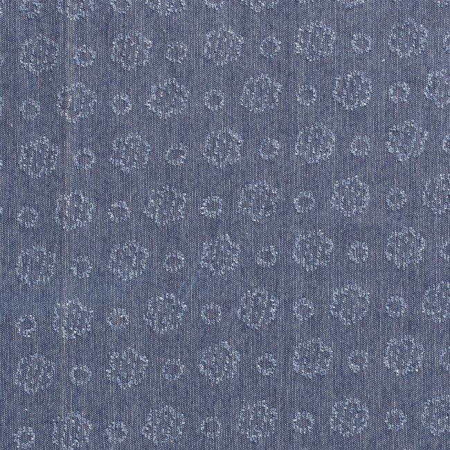Košeľová džínsovina v modrej farbe s kvetmi 13038/003
