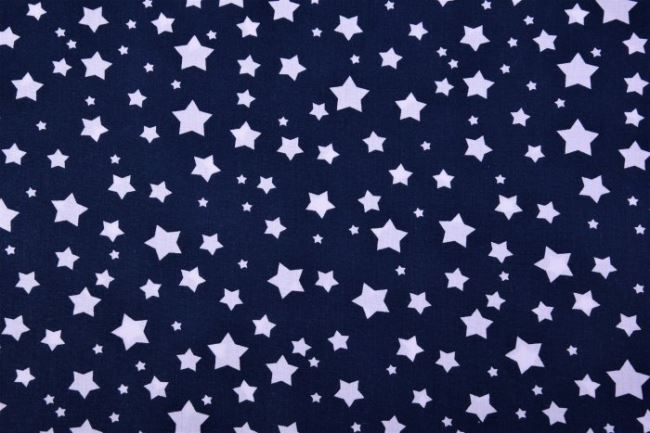 Bavlnená látka tmavo modrej farby s potlačou hviezd 9303/008