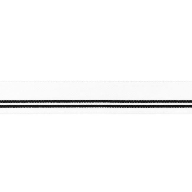 Bielizňová guma o šírke 30 mm v bielej farbe s čiernym pruhom 453R-32188