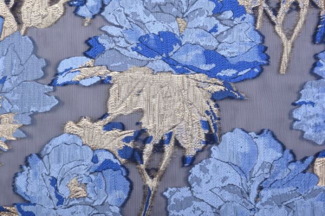 Brokát s modrými kvetmi 11047/006