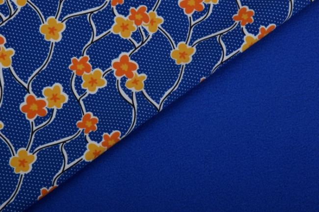Softshell modrej farby s potlačou kvetín 2408/005