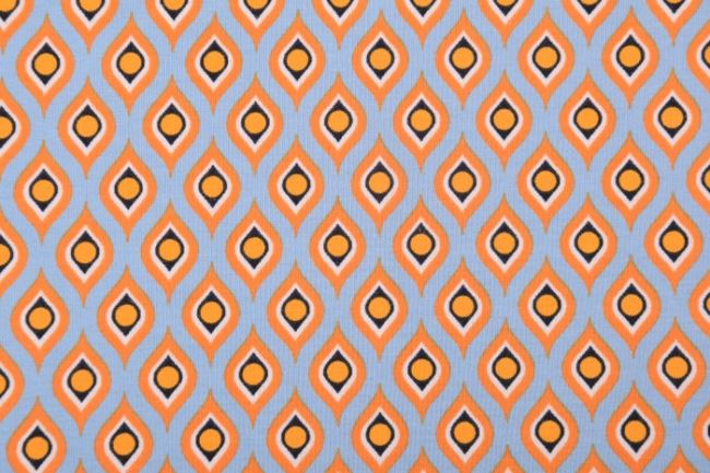 Bavlnený úplet v modrej farbe s geometrickým vzorom 63781