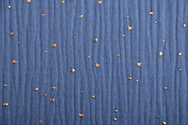 Mušelín v modrej farbe so zlatými bodkami183256