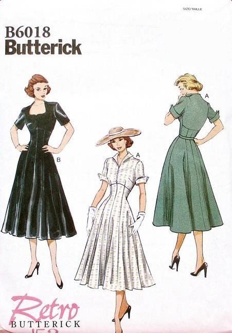 Strih Butterick na dámske retro šaty o veľkosti 36-44 B6018/A5