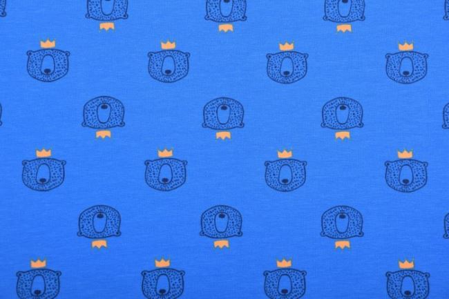 Bavlnený úplet v modrej farbe s potlačou medveďa 131.653/3004