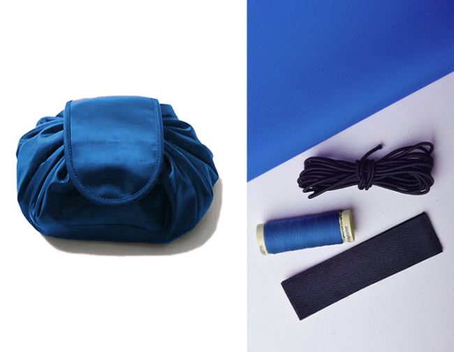 Set na šitie kozmetického vrecka v modrej farbe KP02