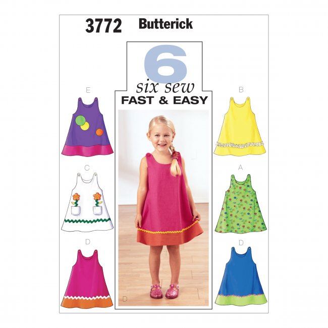 Strih Butterick na dievčenské rozšírené šaty veľ. 86-98 3772/1