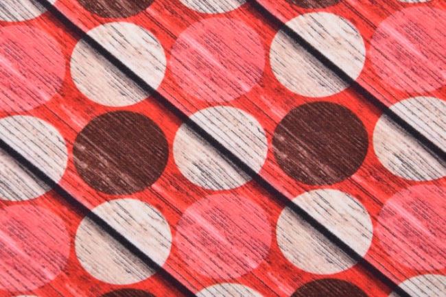 Bavlnený úplet v červenej farbe so vzorom bodiek 63253