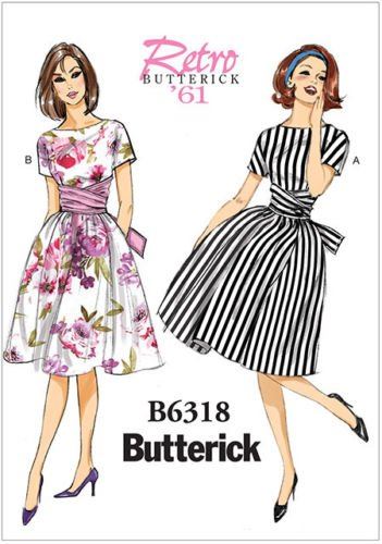Strih Butterick na dámske retro šaty vo veľkosti 32-40 B6318-A5