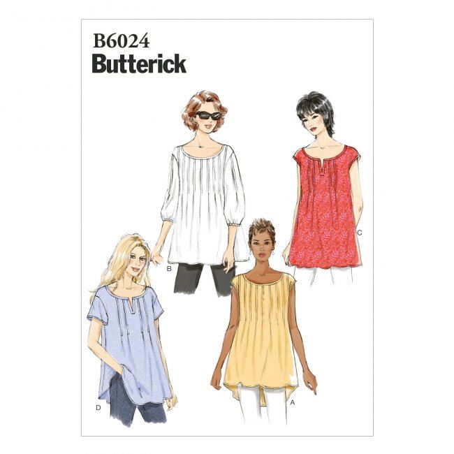 Strih Butterick na dámske tričko vo veľkosti Lrg-Xlg-Xxl B6024-ZZ