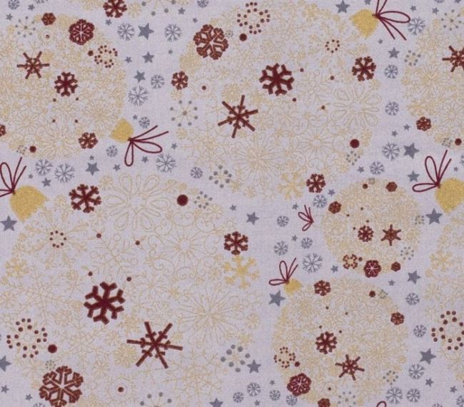 Vianočná látka z bavlny v šedej farbe s potlačou vločiek 14704/061