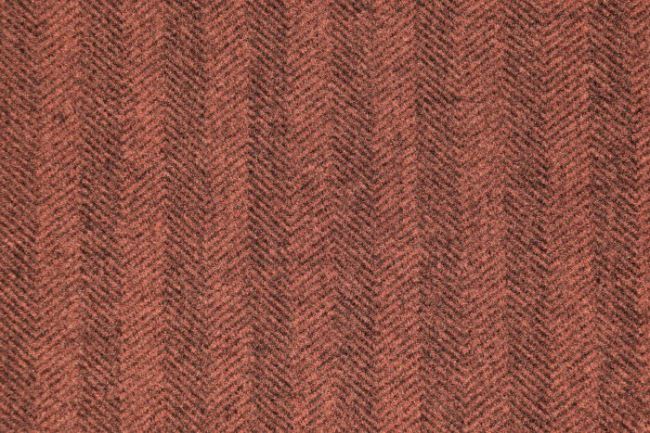 Kabátová látka v tehlovej farbe so vzorom rybia kosť 16212/056