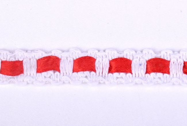 Ozdobná čipka s červenou stuhou 11471