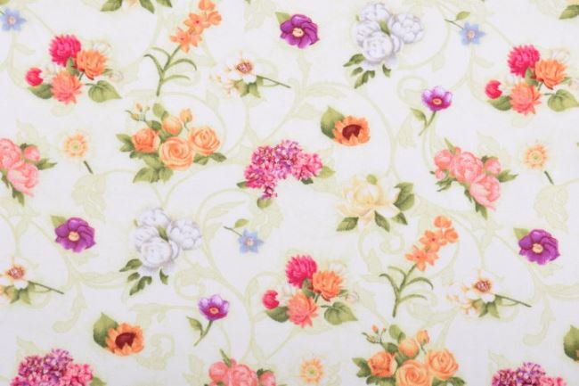 Americká bavlna na patchwork s farebnými kvetmi 199PYOPM/03