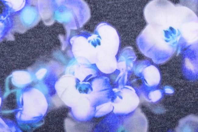 Mohérová pletenina s digitálnou potlačou kvetov orchidey PL04