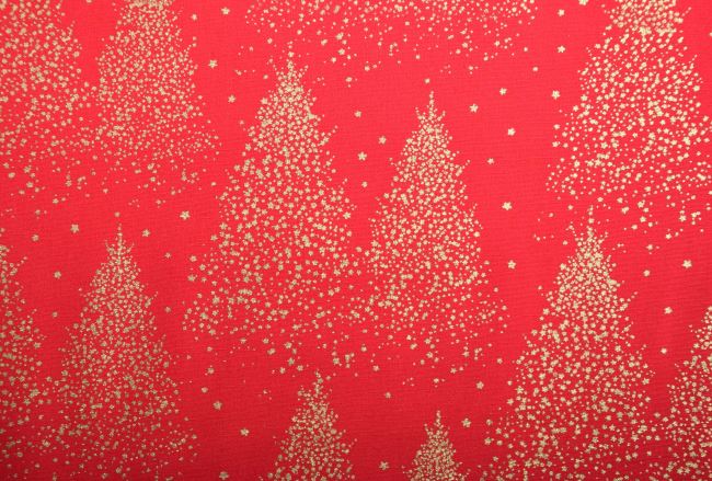 Vianočná bavlnená látka v červenej farbe 14716/015