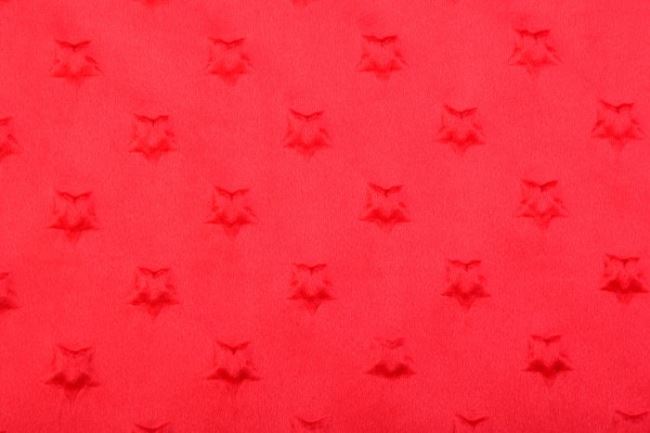 Minky fleece v červenej farbe s hviezdičkami 61943