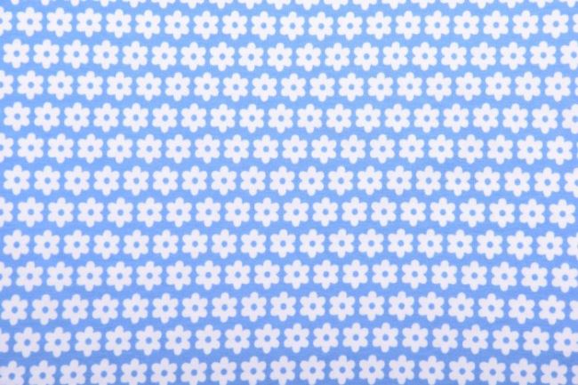 Bavlnený úplet vo svetlo modrej farbe s potlačou kvetín KC1072-205
