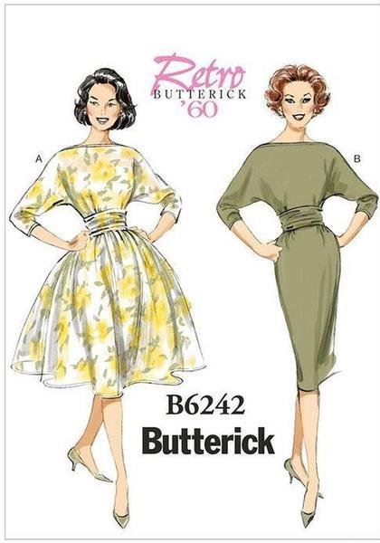Strih Butterick na retro šaty vo veľkosti 32-42 B6242-A5