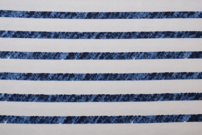 Bavlnený úplet so vzorom modrých pruhov PAR222
