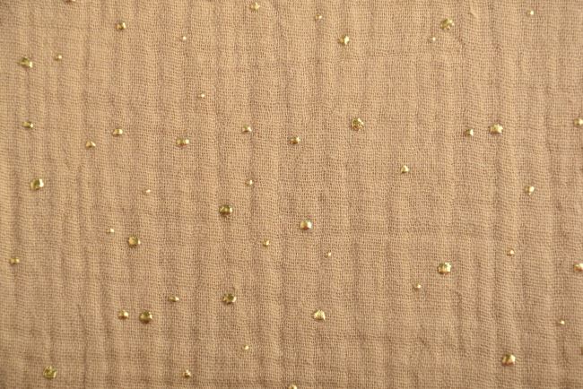 Mušelín v béžovej farbe so zlatými bodkami 183261