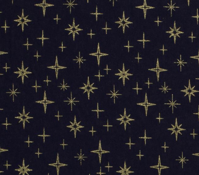 Vianočná látka z bavlny v modrej farbe s potlačou hviezdičiek 20713/008