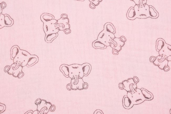 Mušelín v ružovej farbe s potlačou slonov 134.759.3017