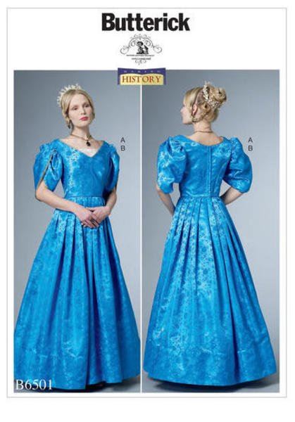 Strih Butterick na dámske historické šaty vo veľkosti 34-42 B6501-A5