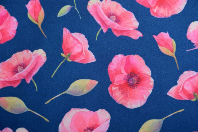 Softshell v modrej farbe s digitálnou potlačou ružových kvetín 17582/008