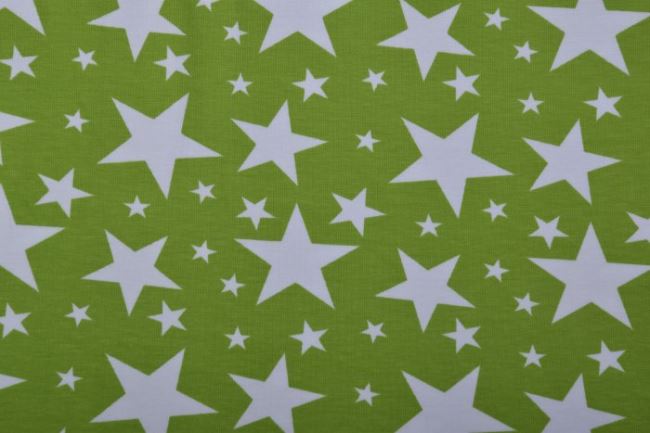 Bavlnený zelený úplet s potlačou hviezd 2506/023