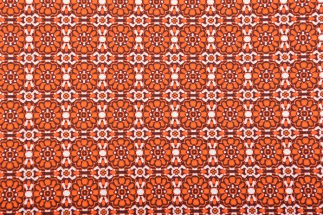 Bavlnený úplet v oranžovej farbe s potlačou 04722/036