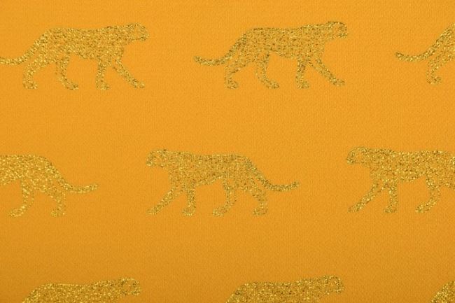 Krepšifón v žltej farbe s potlačou leopard 15695/586