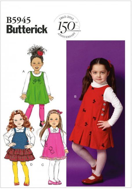 Strih Butterick detské šatôčky vo veľkosti 122-134 B5945-CL