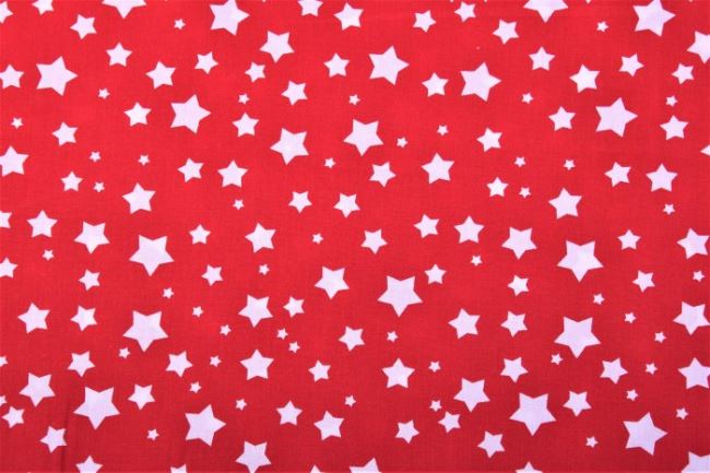 Bavlnená látka červenej farby s potlačou hviezd 9303/015