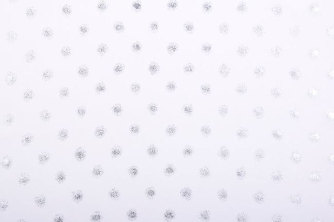 Blúzkovina v bielej farbe so striebornou potlačou bodiek 04001/025