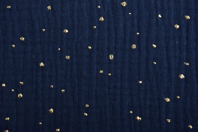 Mušelín v tmavo modrej farbe so zlatými bodkami 183257
