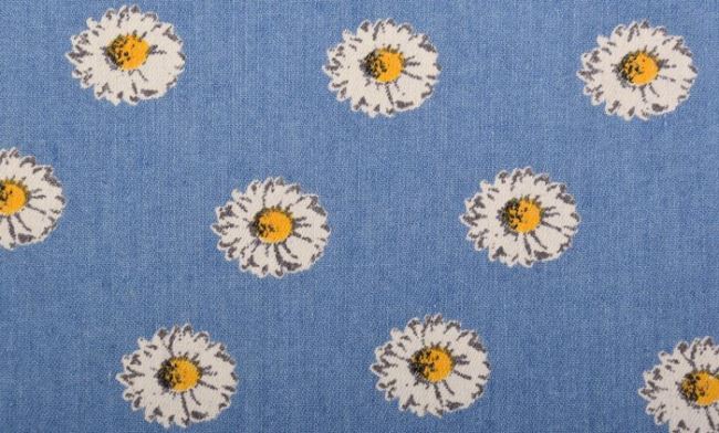 Džínsovina v modrej farbe s kvetmi 6049/002
