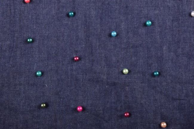 Džínsovina v modrej farbe s perličkami 10082/008