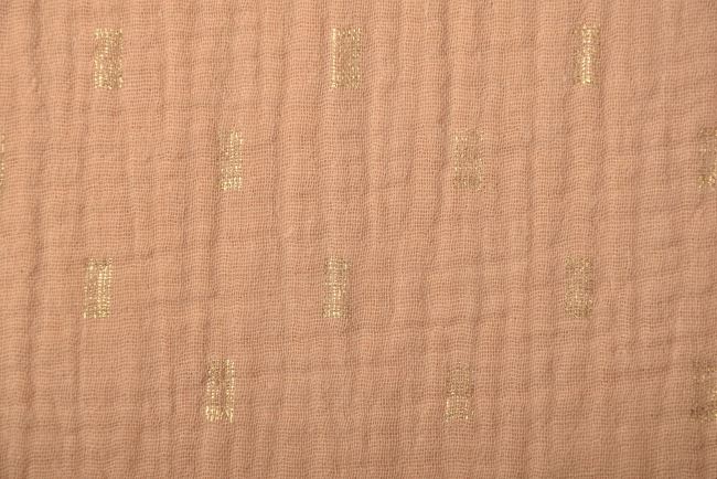 Mušelín v béžovej farbe so zlatou potlačou 19561/091